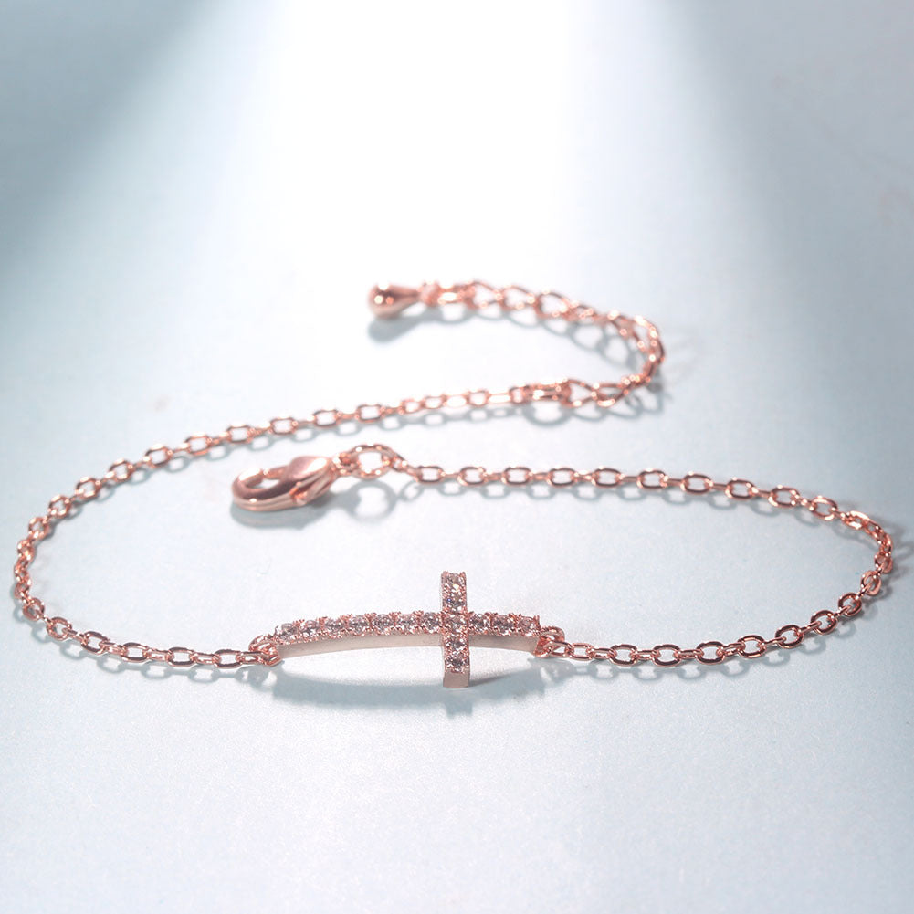 Korean Style Forest Zircon Cross Bracelet for Women
