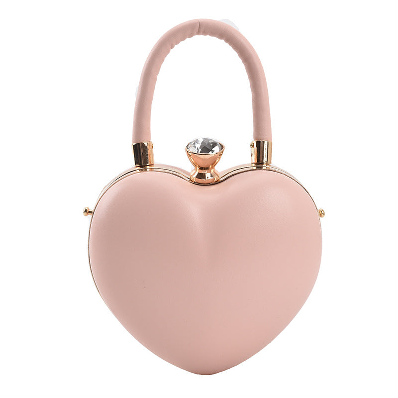 Heart-Shaped Western Style Shoulder Handbag with Chain