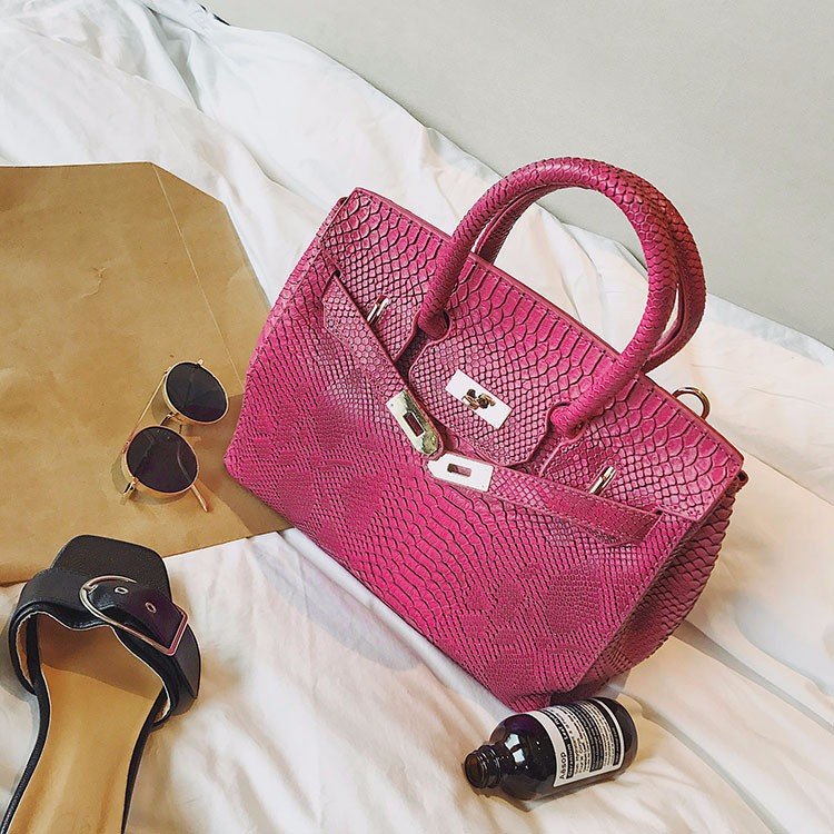 Snake Print Color Block Platinum Tote Bag