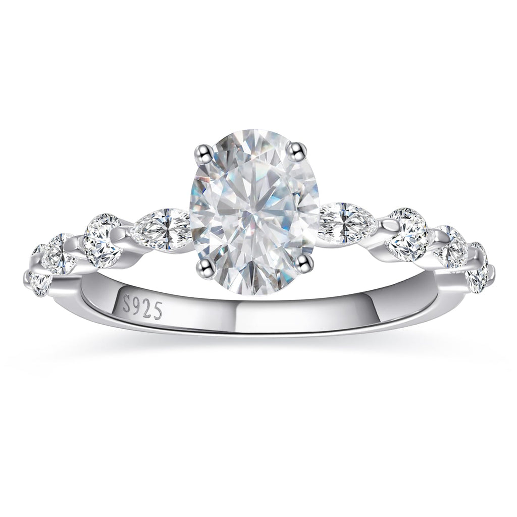 BONLAVIEGEM Oval Engagement Ring for Women 925 Sterling Silver Wedding Ring for Women Oval Ring for Women Sterling Silver Cubic Zirconia Engagement Rings Size 8