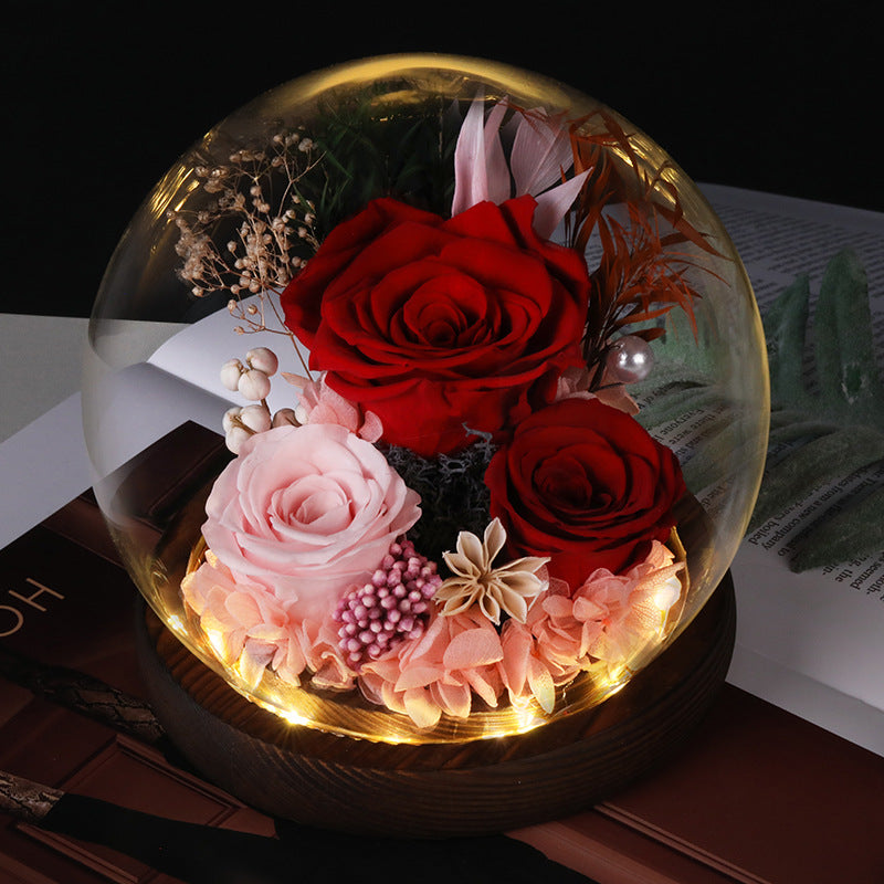 R-C Glass Cover Dried Flower Ornament Gift