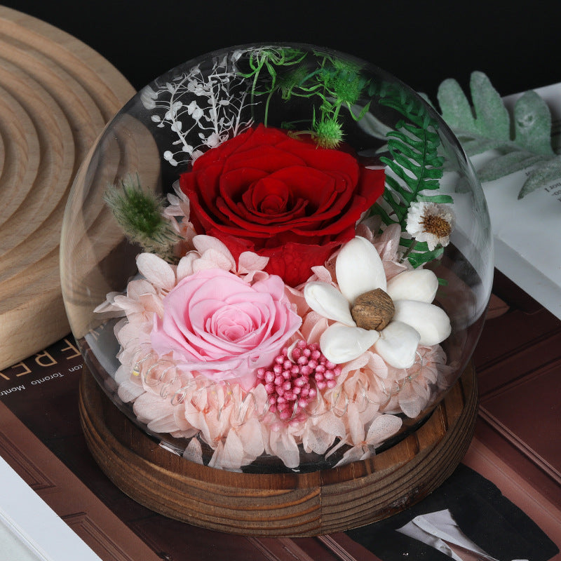 R-C Glass Cover Dried Flower Ornament Gift