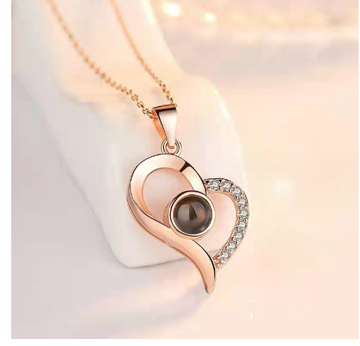 R-C Rose Gift Box Crystal Pendant Necklace