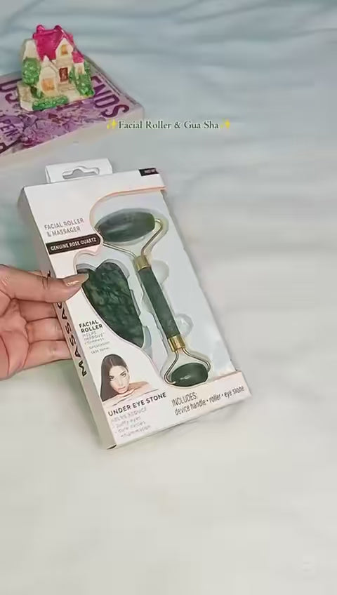 110g Xiu Yu White Jade Facial Roller Gua Sha Set
