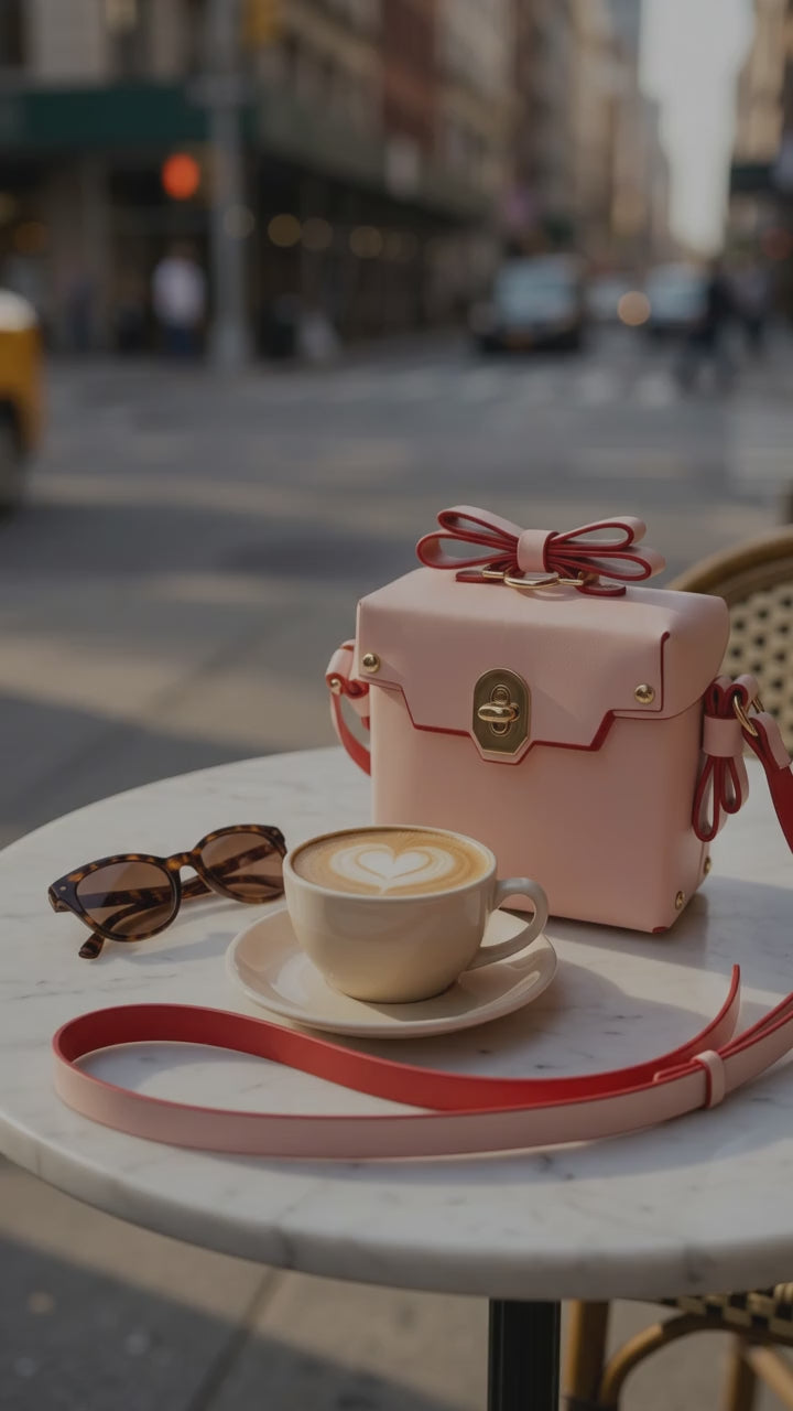 R-C Bow Shoulder Bag - Small Square Design